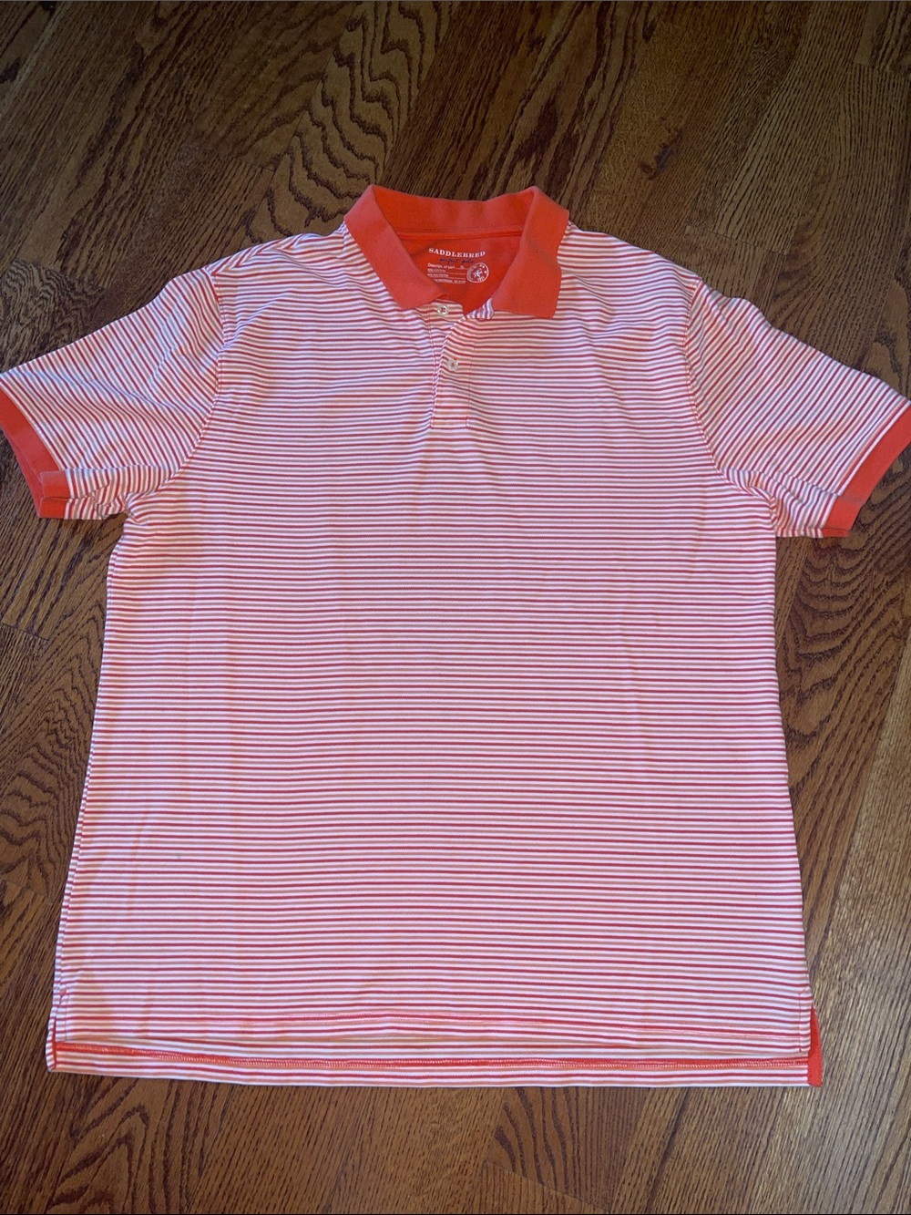 Saddlebred Coral and White Striped Polo